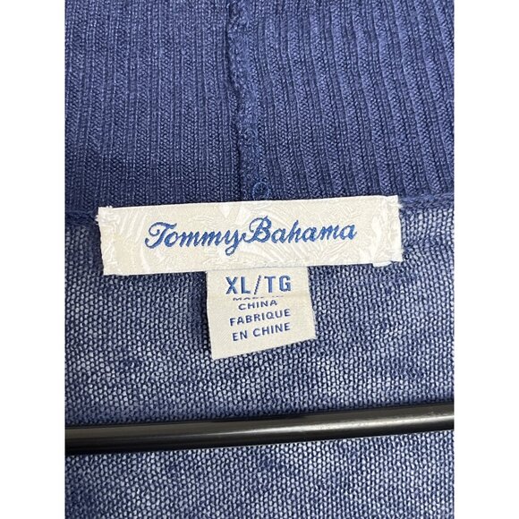 Tommy‎ Bahama Navy Blue Open Front 3/4 Sleeve 100% Linen Knit Cardigan Size XL - Picture 4 of 7